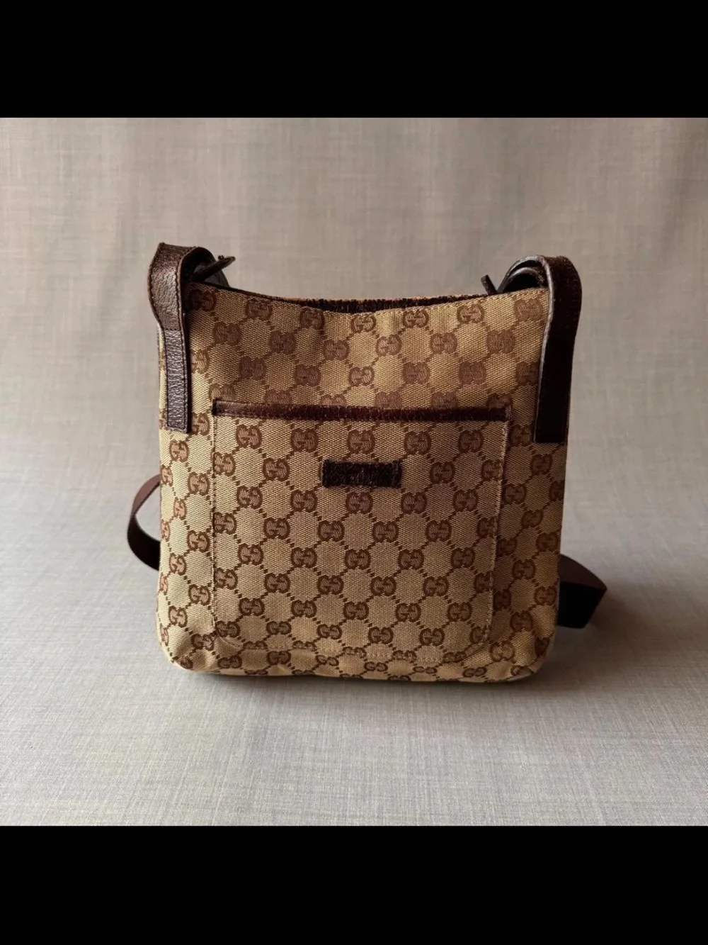 Gucci Brown/Tan Monogram Messenger Bag